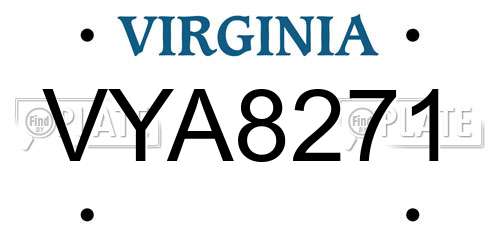 VYA8271 Virginia License Plate