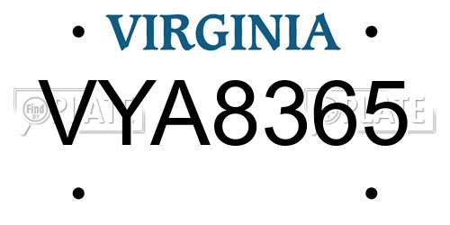 VYA8365 Virginia License Plate