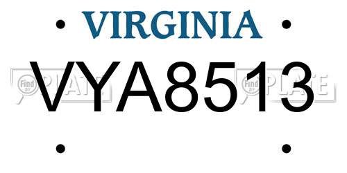 VYA8513 Virginia License Plate