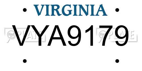 VYA9179 Virginia License Plate