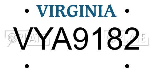 VYA9182 Virginia License Plate