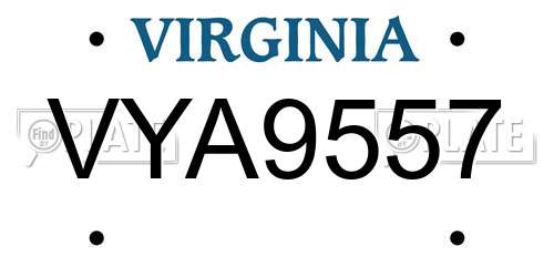 VYA9557 Virginia License Plate