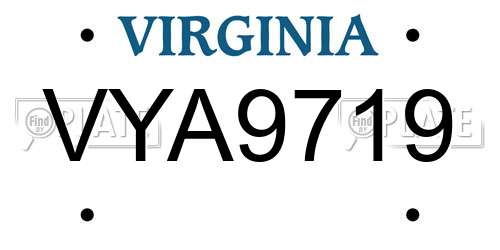 VYA9719 Virginia License Plate