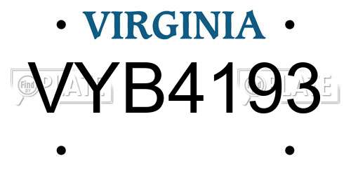 VYB4193 Virginia License Plate