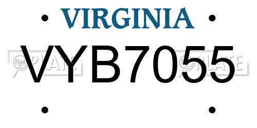 VYB7055 Virginia License Plate