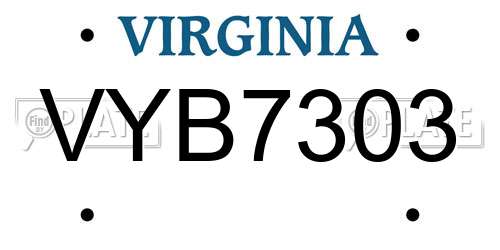 VYB7303 Virginia License Plate