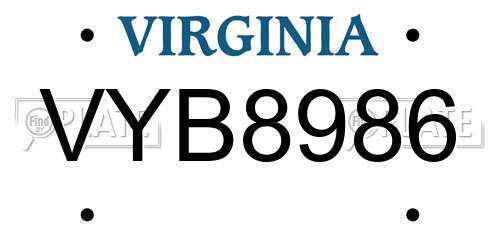 VYB8986 Virginia License Plate