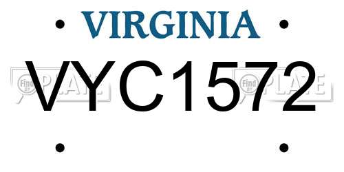 VYC1572 Virginia License Plate