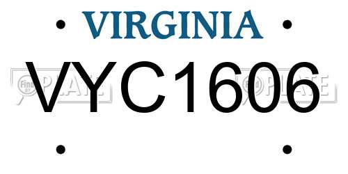 VYC1606 Virginia License Plate