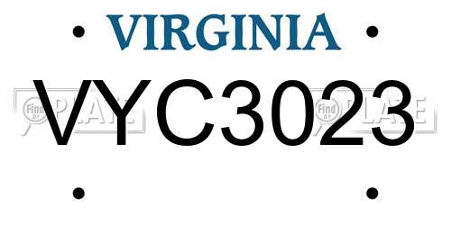 VYC3023 Virginia License Plate