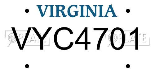 VYC4701 Virginia License Plate