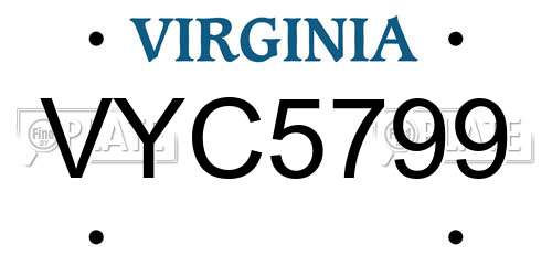 VYC5799 Virginia License Plate