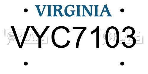 VYC7103 Virginia License Plate