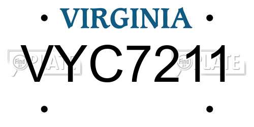 VYC7211 Virginia License Plate