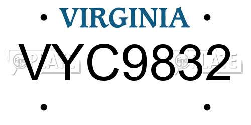 VYC9832 Virginia License Plate