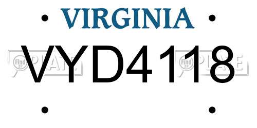 VYD4118 Virginia License Plate