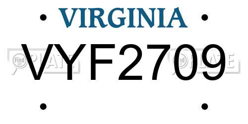 VYF2709 Virginia License Plate