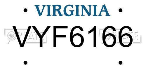 VYF6166 Virginia License Plate