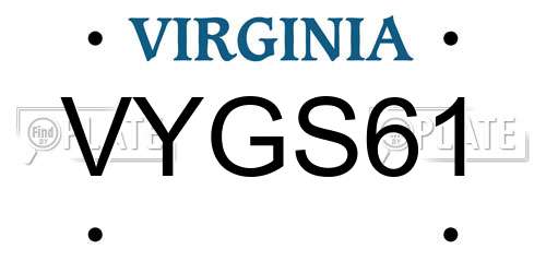 VYGS61 Virginia License Plate