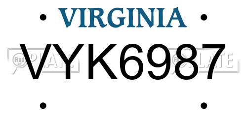 VYK6987 Virginia License Plate