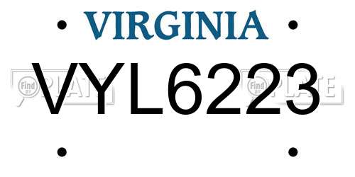 VYL6223 Virginia License Plate