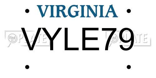 VYLE79 Virginia License Plate