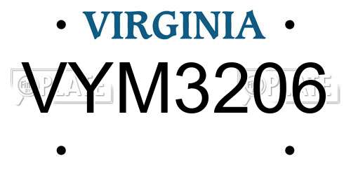 VYM3206 Virginia License Plate