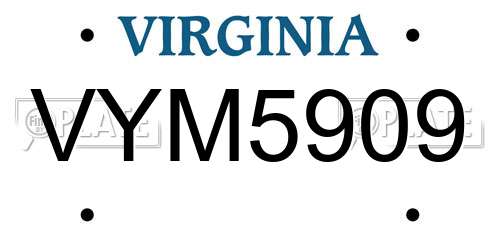 VYM5909 Virginia License Plate