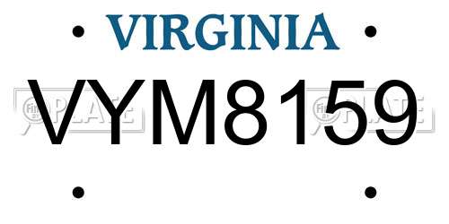 VYM8159 Virginia License Plate