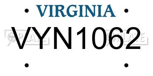 VYN1062 Virginia License Plate