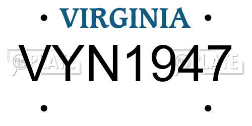 VYN1947 Virginia License Plate