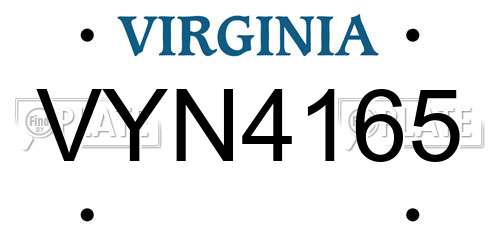 VYN4165 Virginia License Plate