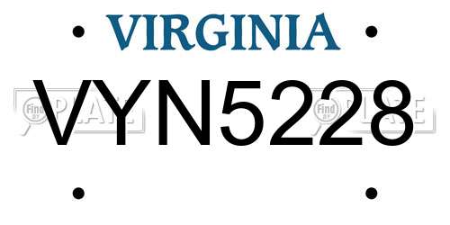 VYN5228 Virginia License Plate