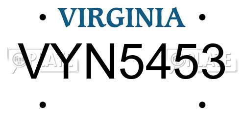 VYN5453 Virginia License Plate