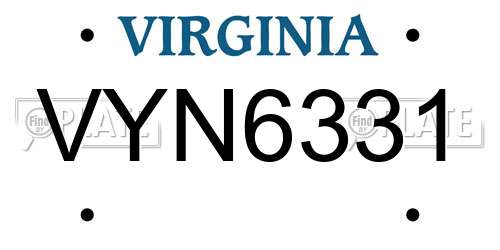 VYN6331 Virginia License Plate