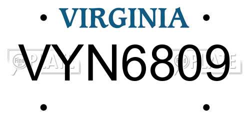 VYN6809 Virginia License Plate