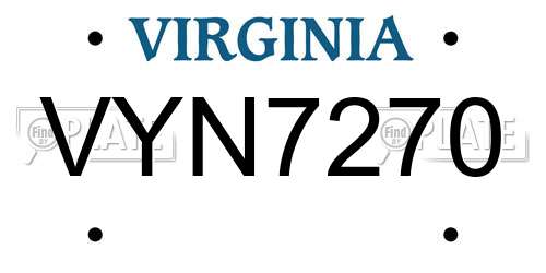 VYN7270 Virginia License Plate