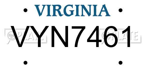 VYN7461 Virginia License Plate