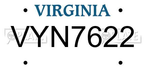VYN7622 Virginia License Plate