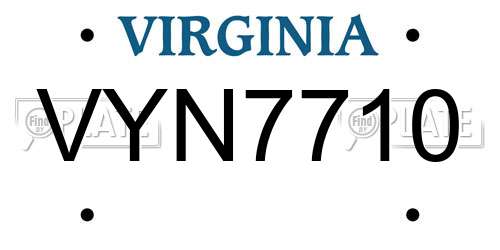 VYN7710 Virginia License Plate