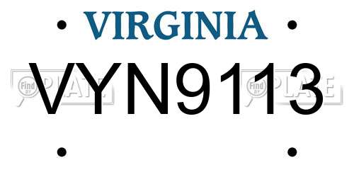 VYN9113 Virginia License Plate