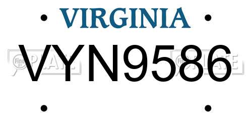 VYN9586 Virginia License Plate