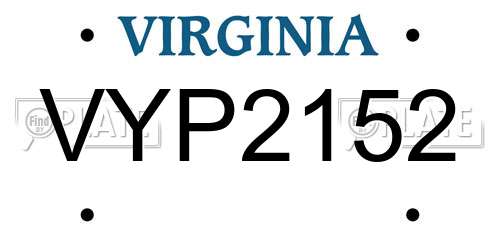 VYP2152 Virginia License Plate