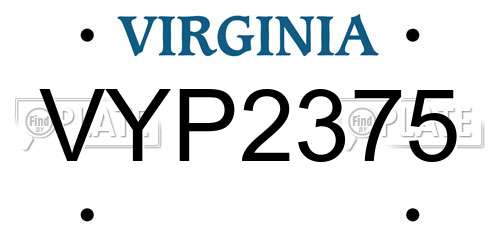 VYP2375 Virginia License Plate