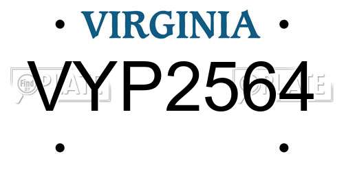 VYP2564 Virginia License Plate