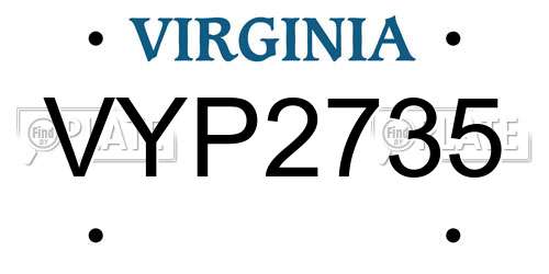 VYP2735 Virginia License Plate