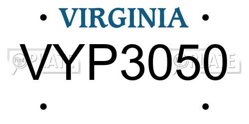 VYP3050 Virginia License Plate