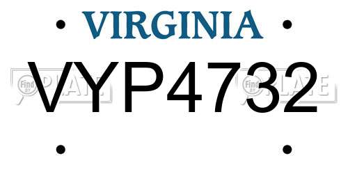 VYP4732 Virginia License Plate