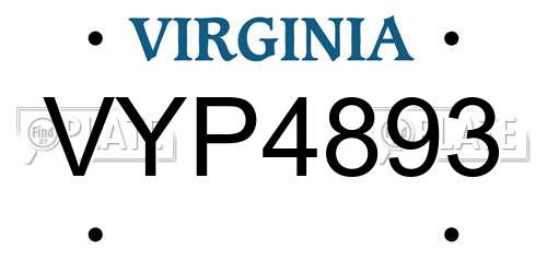 VYP4893 Virginia License Plate