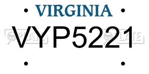 VYP5221 Virginia License Plate